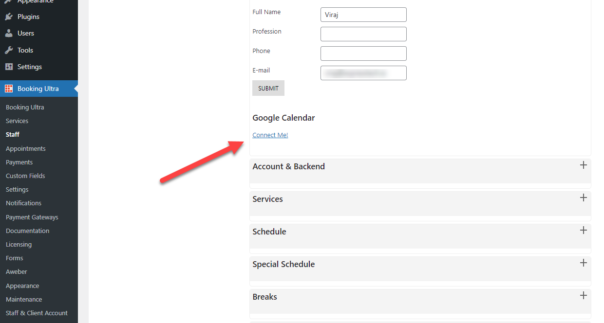 Google Calendar Integration - Staff Connect Me