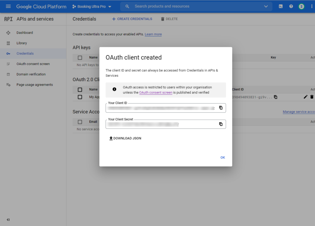 Google Calendar Integration - client id client secret