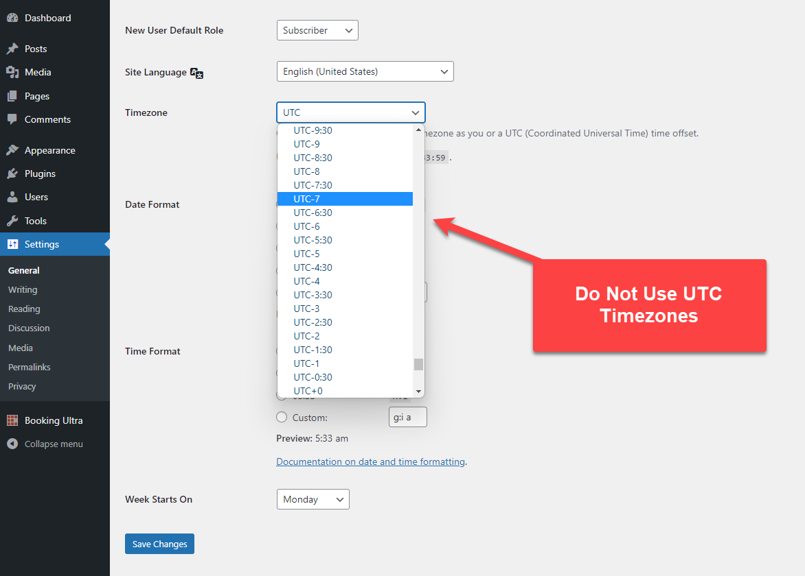 Setting a Timezone for Google Calendar Integration - UTC Timezones